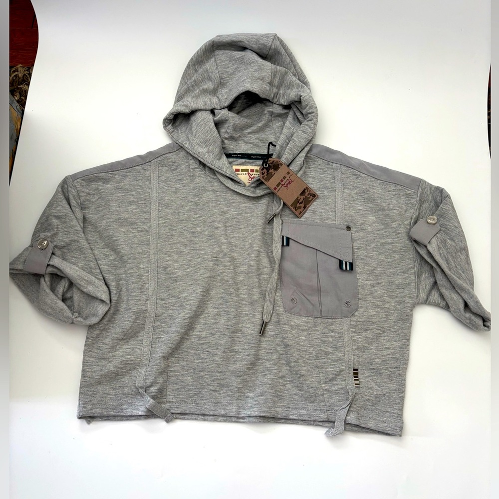 Triple five NYC soul sleeveless gray cropped   hoodie sie xs petit